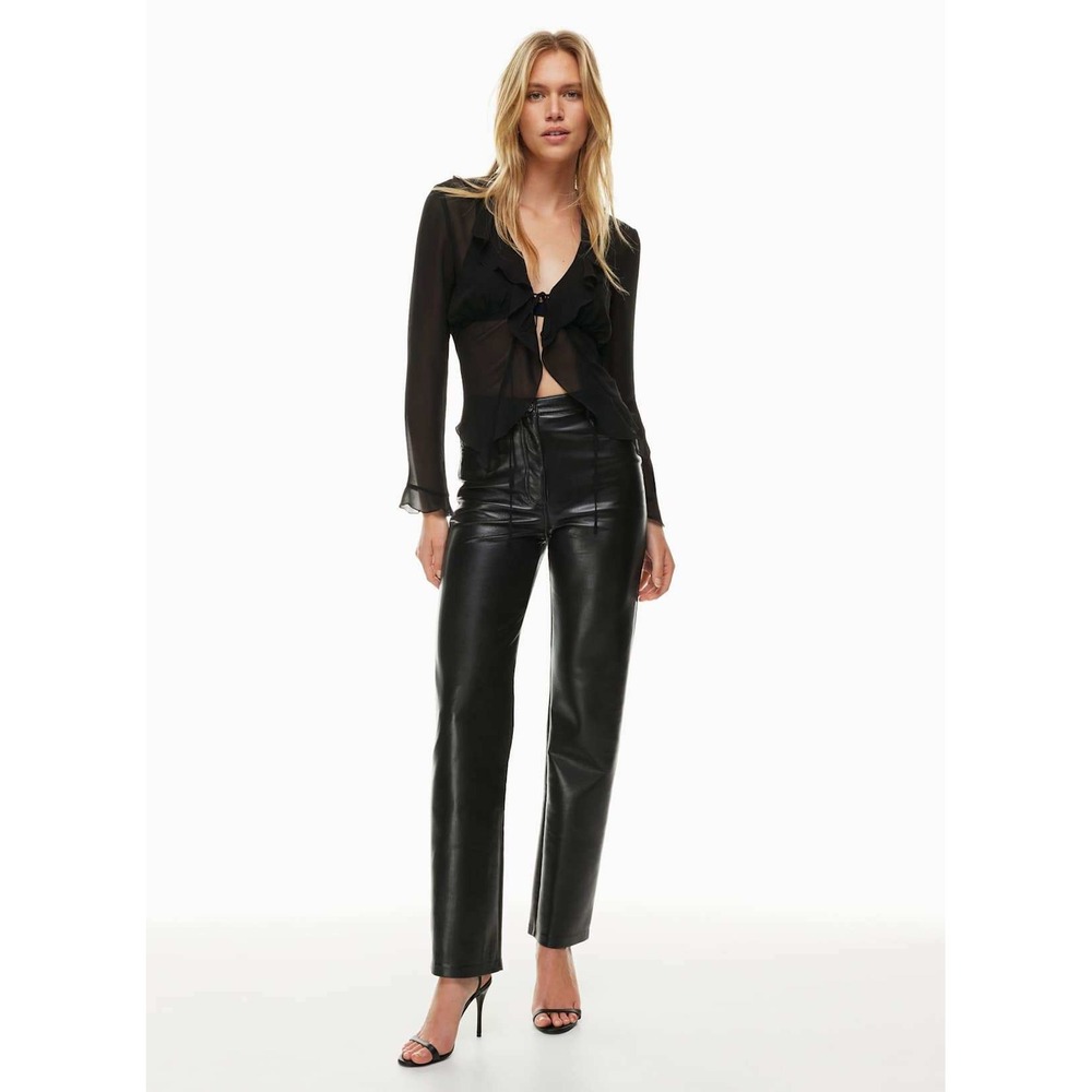 Aritzia Wilfred The Melina Pant Black Vegan Leather High Rise Straight Leg 6